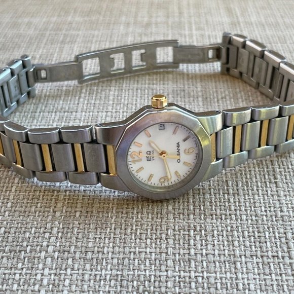 ESQ OCEANIA Swiss Women Wrist Watch Date Calendar Analog Quartz Silver/Gold Tone - Picture 12 of 13